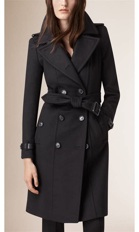 burberry trench coat with leather trim|Burberry oversized wool trench coat.